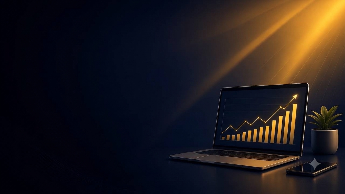 Growth strategy dashboard showing rising performance